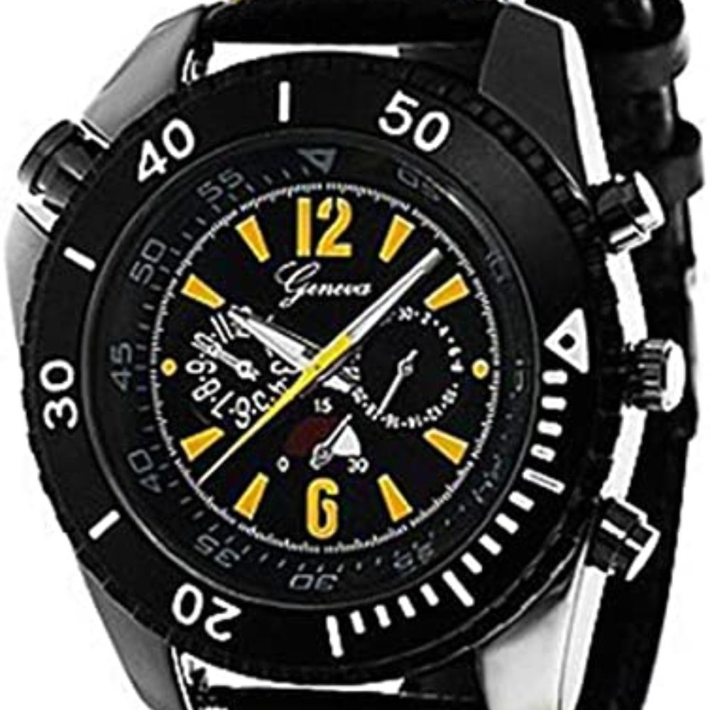Geneva Platinum 12329112 Men's Quartz Faux Chronograph Strap Watch